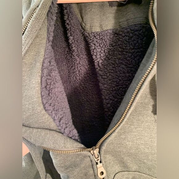 Berkley Jensen EUC green flex lined zip up hooded sweatshirt Size Large - Picture 3 of 5